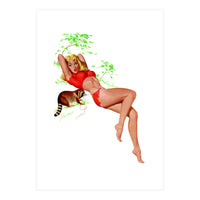Pinup Girl With A Naughty Racoon (Print Only)