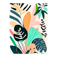 Pastello, Tropical Pastel Jungle, Botanical Neutral Muted Colors, Nature Plants Drawing Monstera, Exotic Bohemian Summer (Print Only)