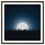 Midnight Serenity: Full Moon Over Forest Silhouettes thumbnail