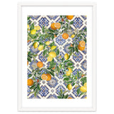 Blue Mediterranean tiles, lemons and oranges fruit thumbnail