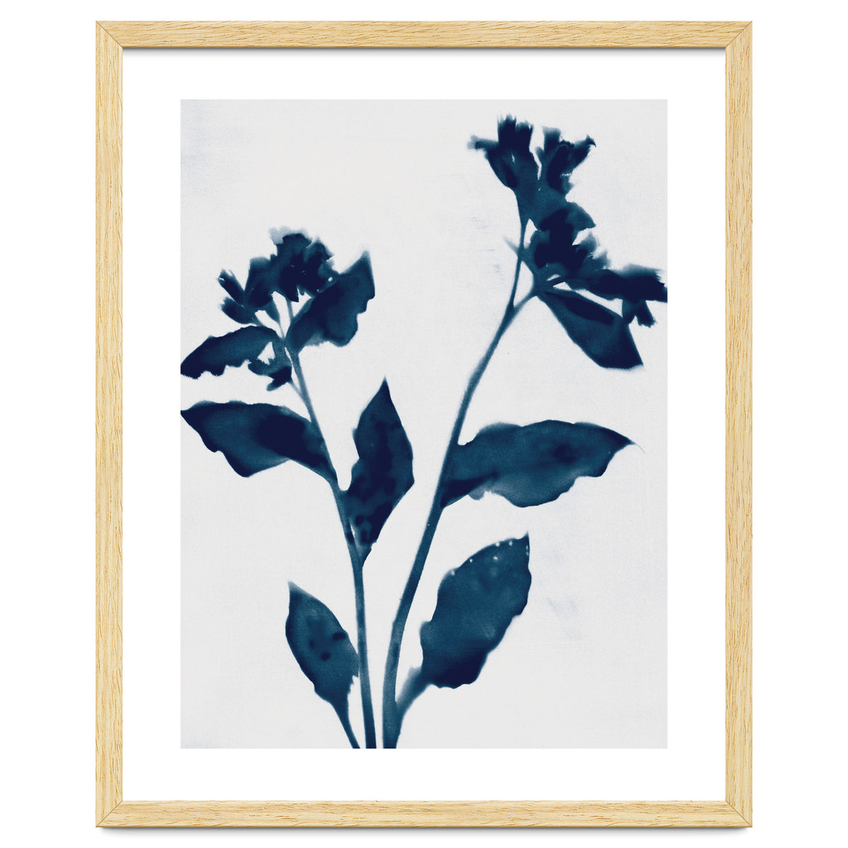 Indigo Blue Flower Silhouette 2