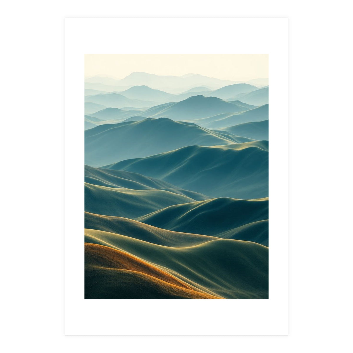 Minimalist Misty Mountain Landscape Wall Art (Print Only)