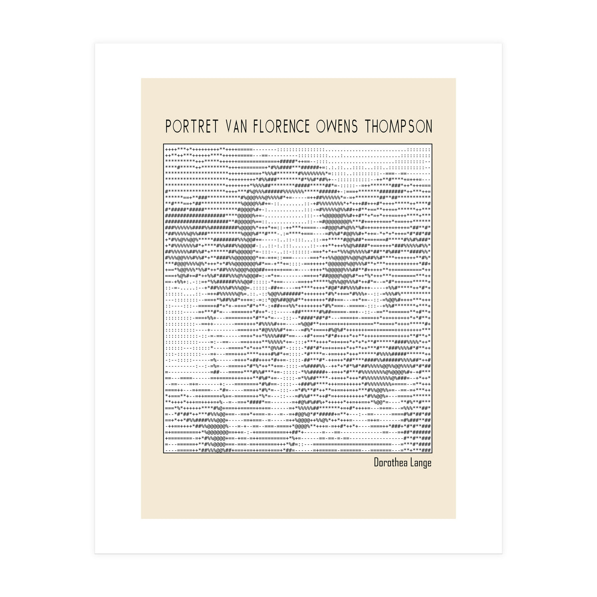 Portret Van Florence Owens Thompson (ascii Art) (Print Only)