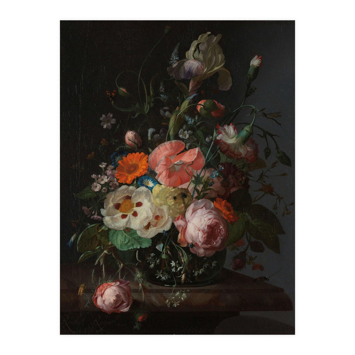 Still Life with Flowers on a Marble Tabletop. Dating: 1716. Measurements: h 48.5 cm × w 39.5 cm. (Print Only)