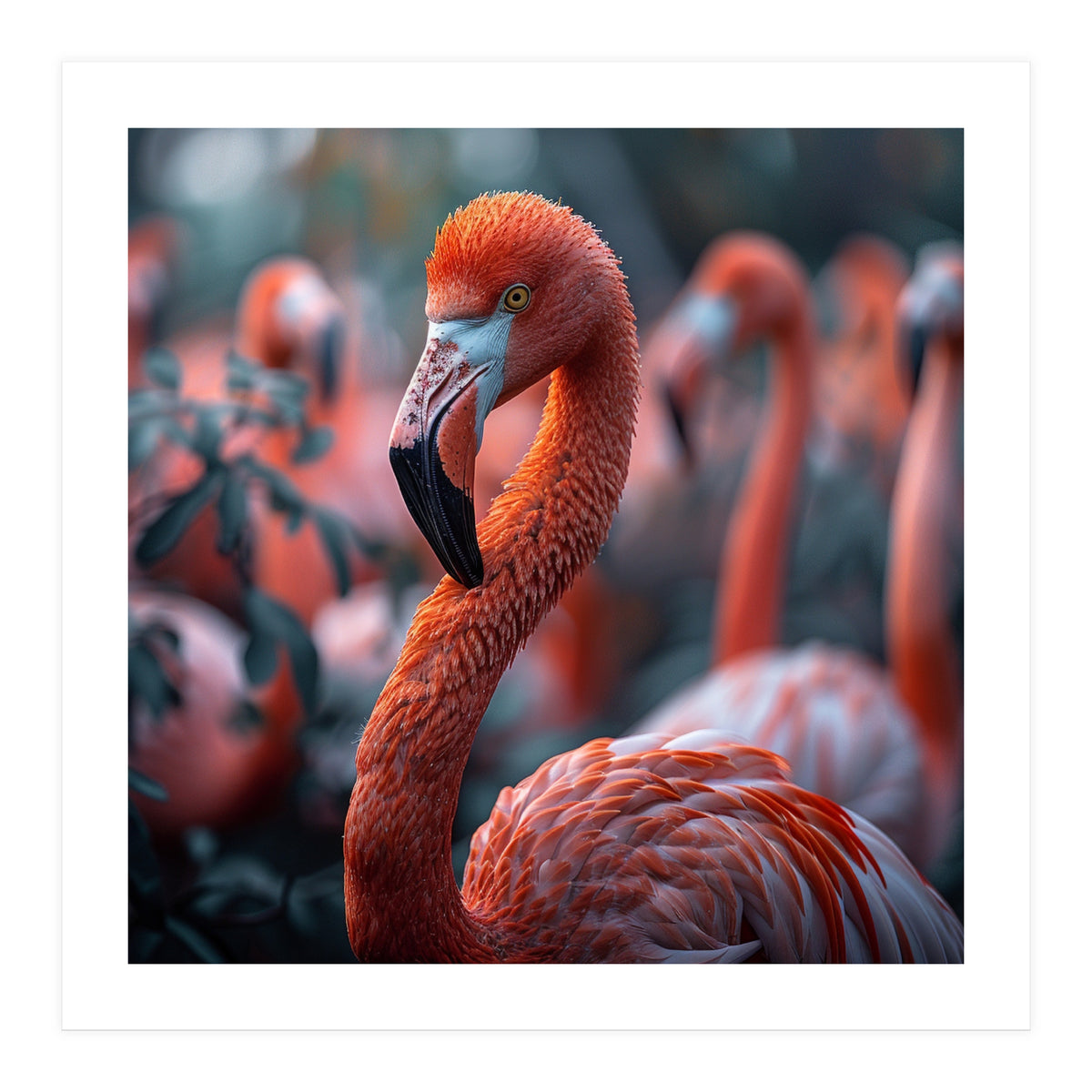 Beautiful Close Up Of A Pink Flamingo Bird (Print Only)
