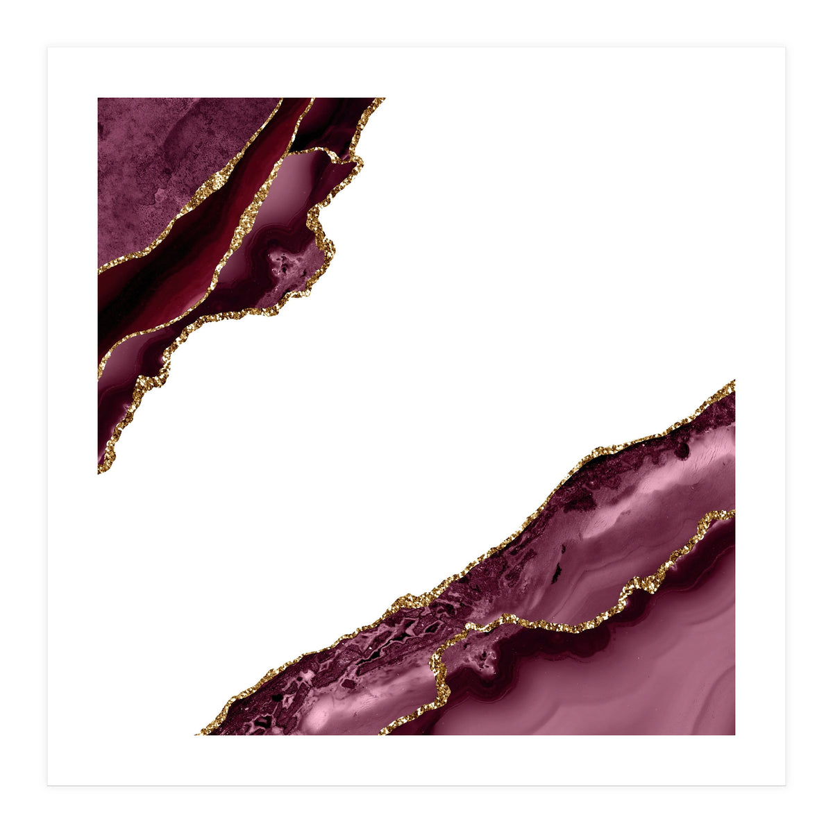 Burgundy & Gold Agate Texture 19  (Print Only)