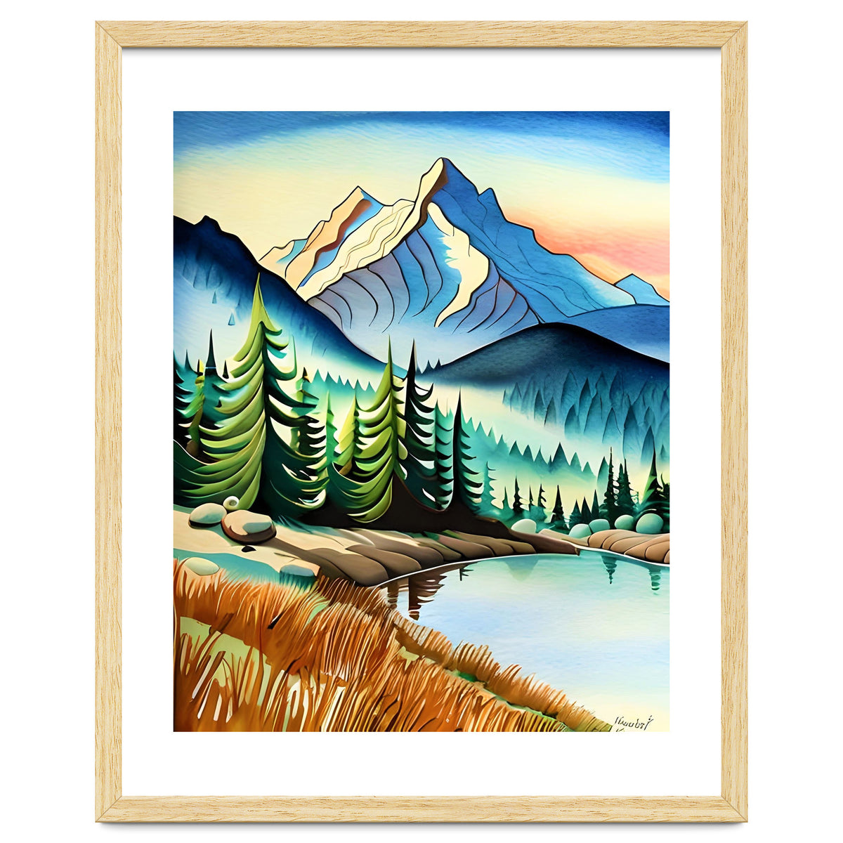 Misty Peaks and Reflective Waters