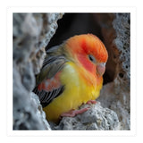Cute Lovebird Perched On A Rock In A Cave (Print Only) thumbnail