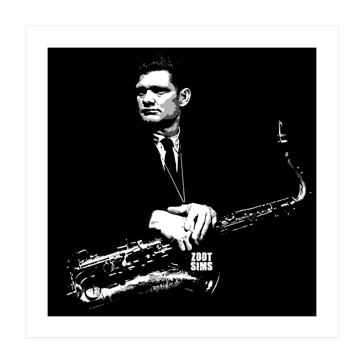 Zoot Sims American Jazz Saxophonist in Grayscale (Print Only)