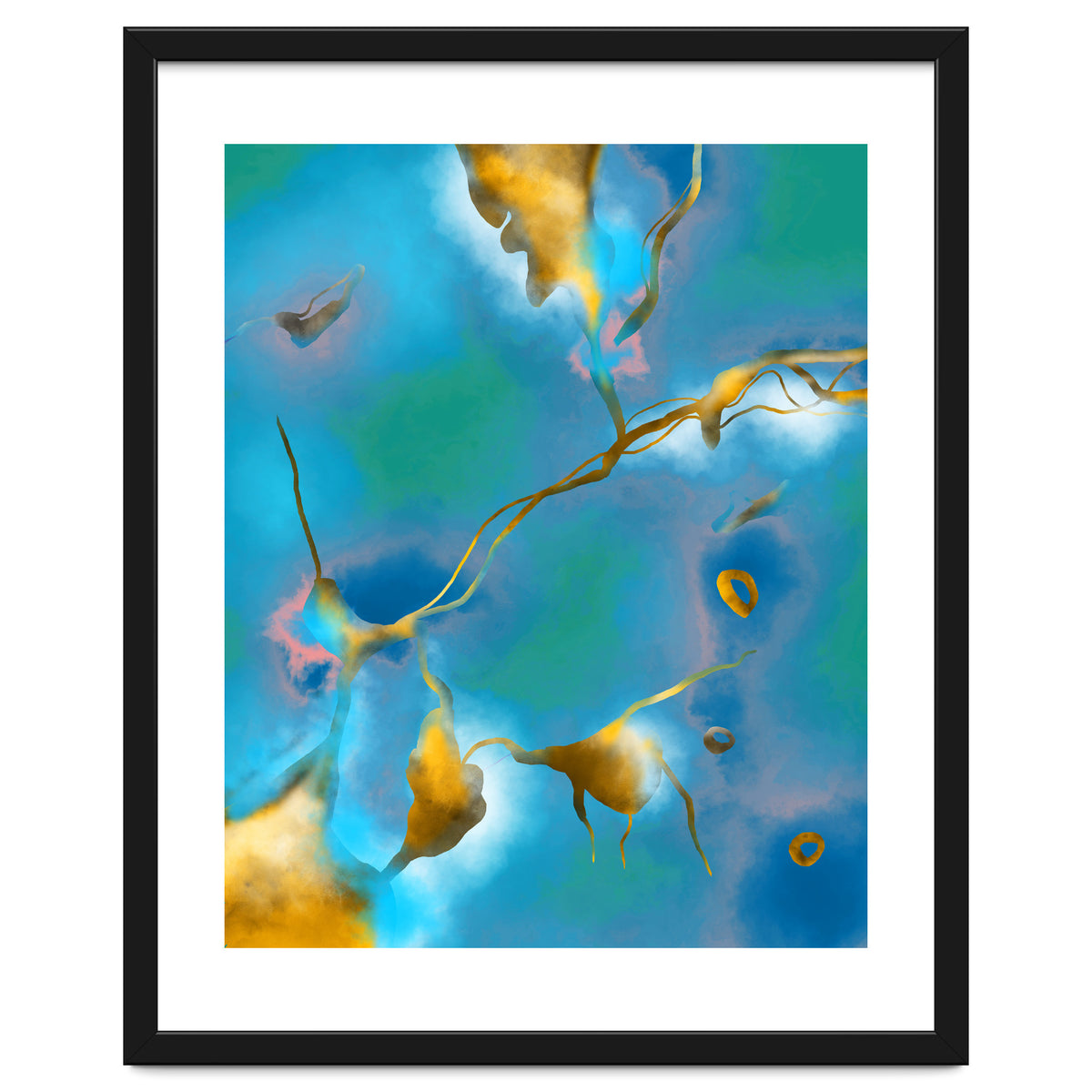 In My Veins, Abstract Marble Gold Texture, Eclectic Painting Resin Bohemian, Contemporary Luxe Chic Luxury