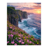 Coastal Sunset Wildflowers: Dramatic Ocean Cliffs and Floral Meadow (Print Only) thumbnail