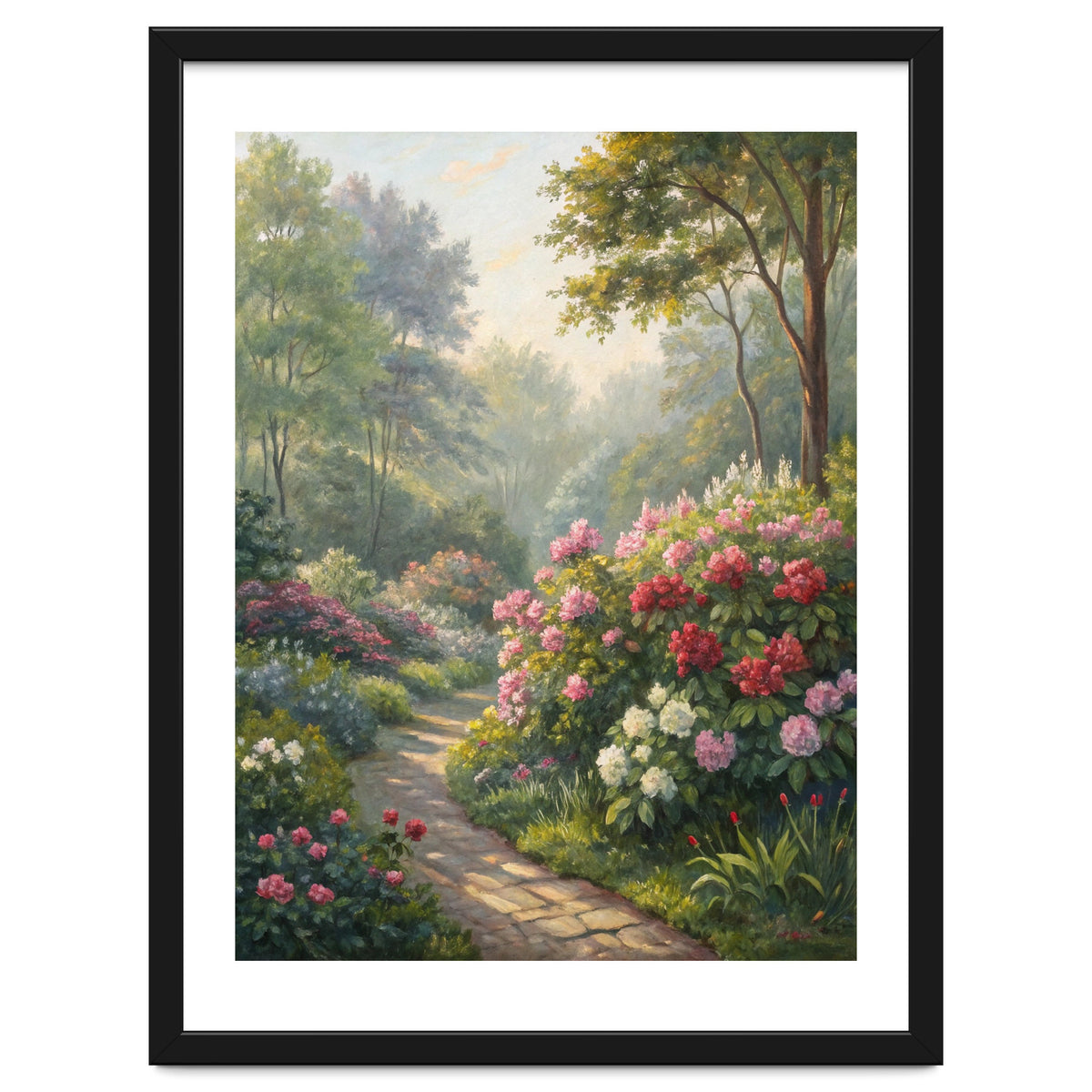 Sunlit Spring Garden Path Oil Painting