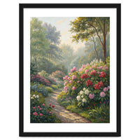 Sunlit Spring Garden Path Oil Painting