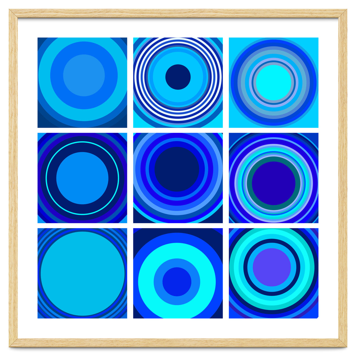 Circles & Rectangles Alt Blue 3 X 3: 3