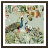 Vintage Exotic Asian Peacocks In Tropical Jungle Landscape thumbnail