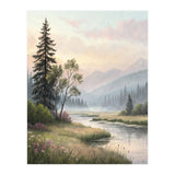 Dreamy Alpine Valley Landscape Painting (Print Only) thumbnail