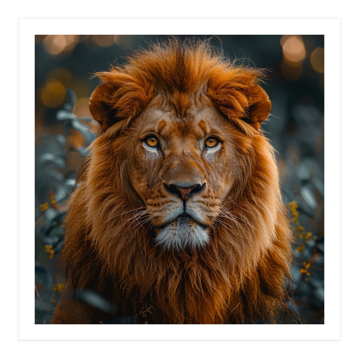 Majestic Lion Portrait Intense Gaze Wildlife (Print Only)