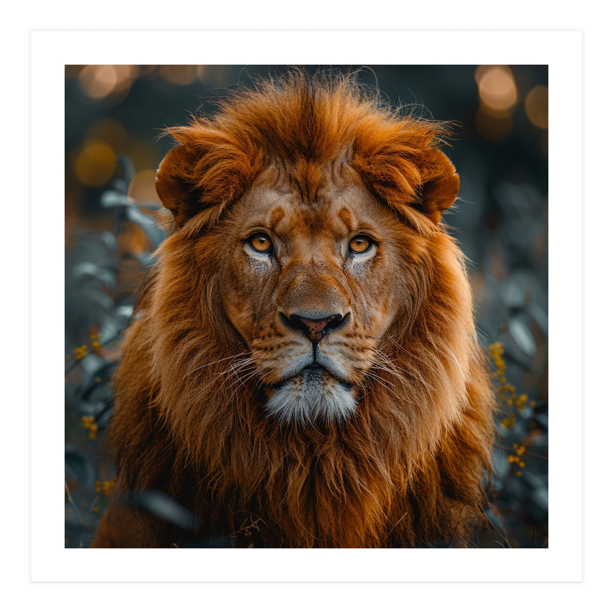 Majestic Lion Portrait Intense Gaze Wildlife (Print Only)