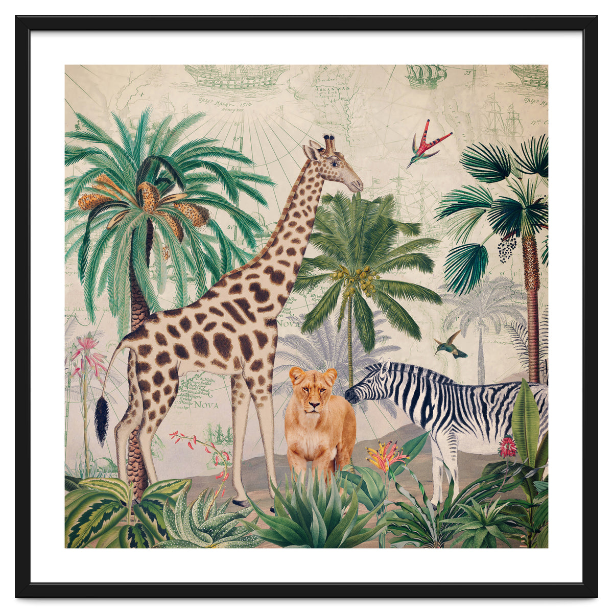 Vintage Fantasy African Animals Safari