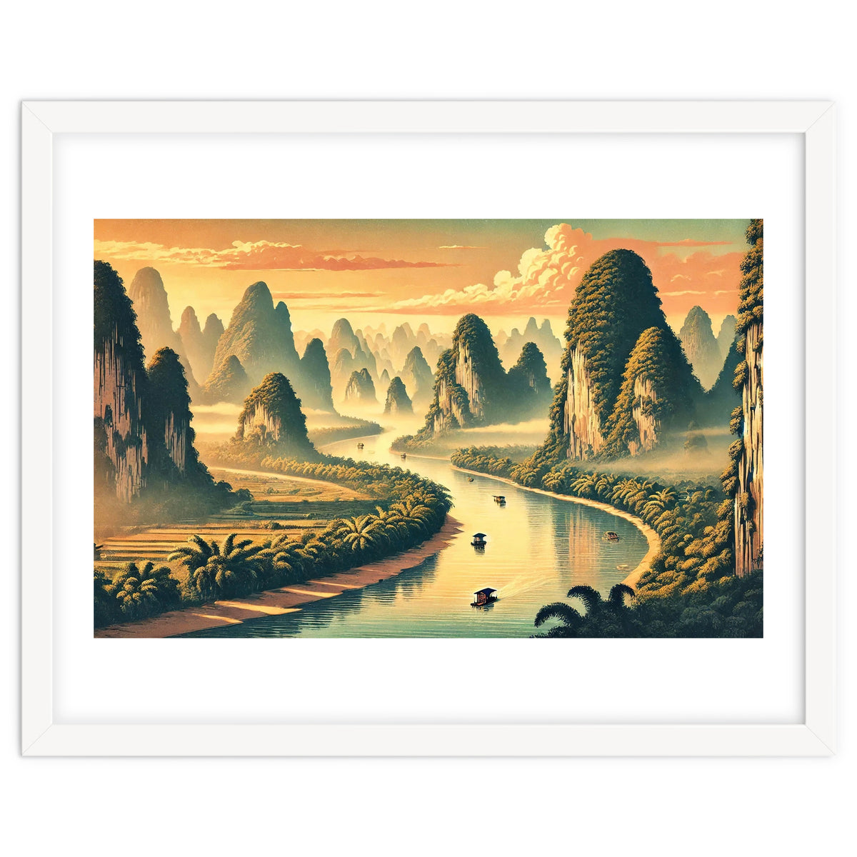 Vintage China, Guilin Karst Mountains Poster