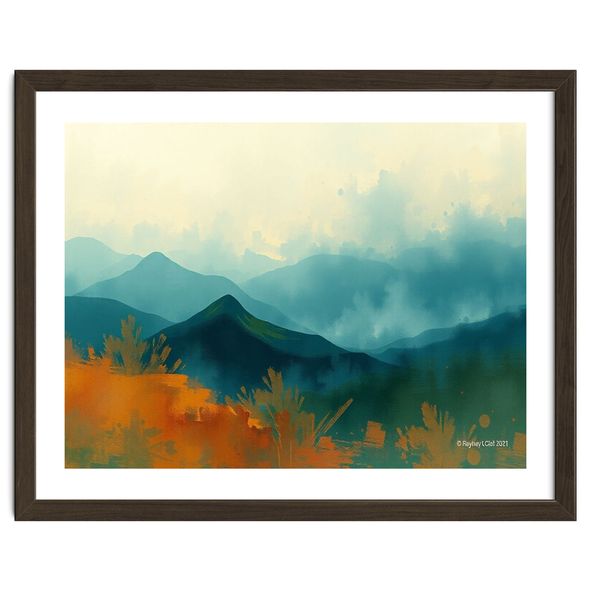 Long Title Misty Blue Mountain Range Landscape