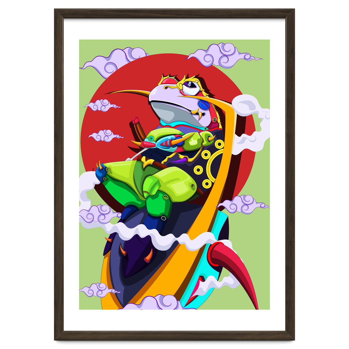 Knight Frog Cartoon Vintage Illustration