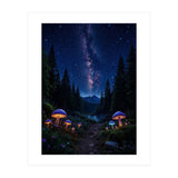 Enchanted Midnight Forest: Glowing Mushrooms and Milky Way (Print Only) thumbnail