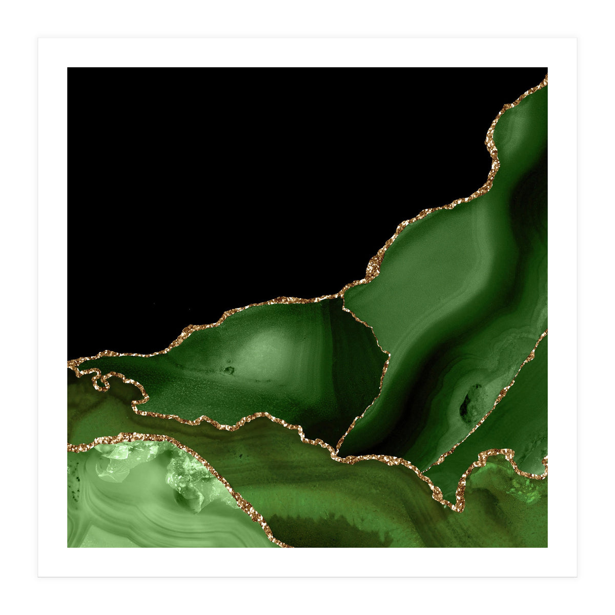 Green & Gold Agate Texture 03 (Print Only)