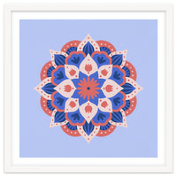 Mandala flower - blue and coral