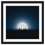 Midnight Serenity: Full Moon Over Forest Silhouettes thumbnail