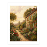 Idyllic Sunlit Cottage Garden Oil Painting (Print Only) thumbnail