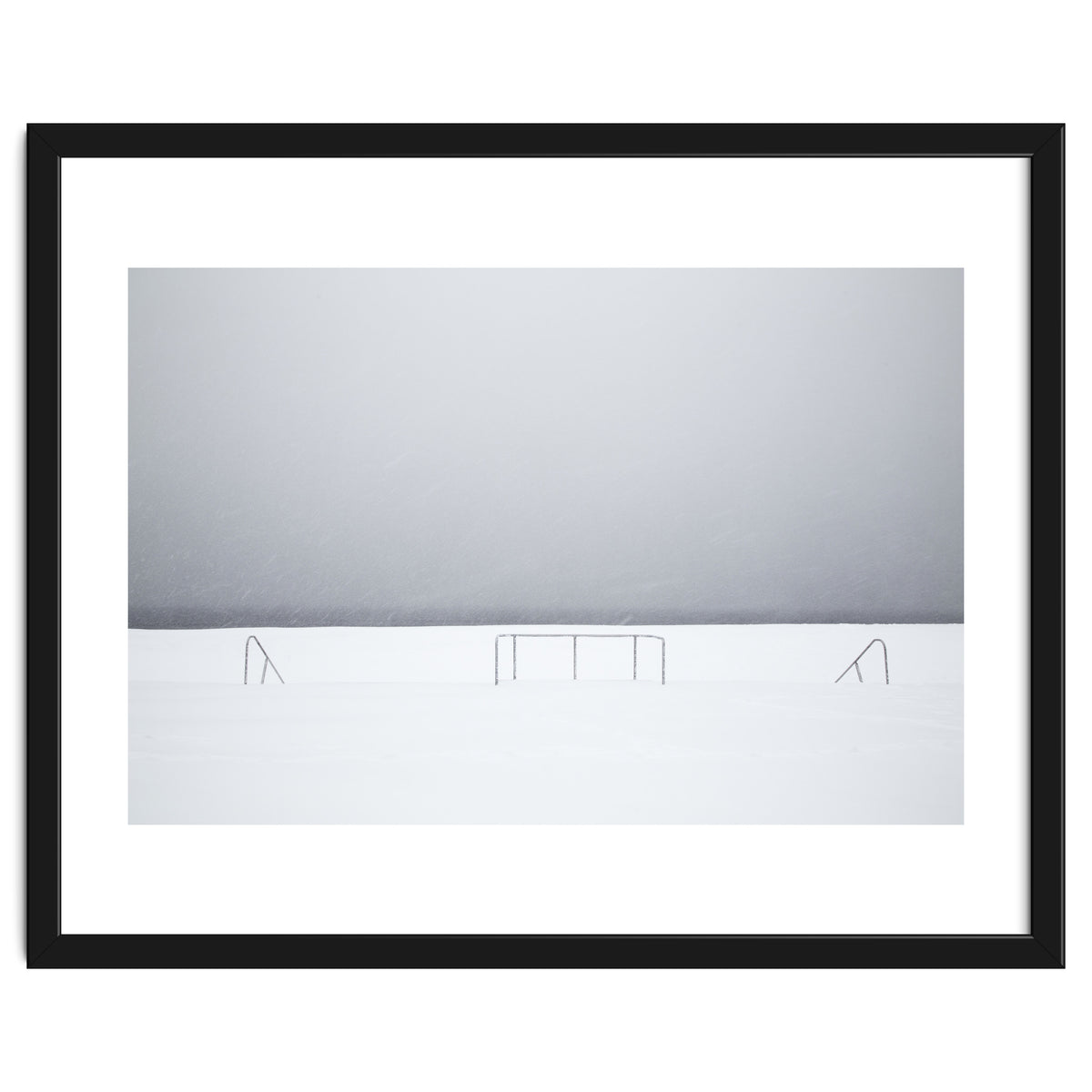 Stair railing covered by snow