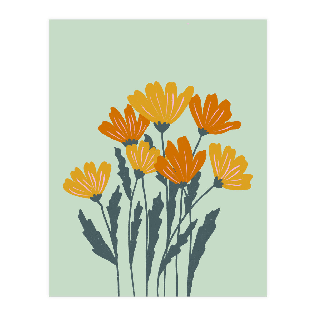 Orange and Yellow Flowers (Print Only)
