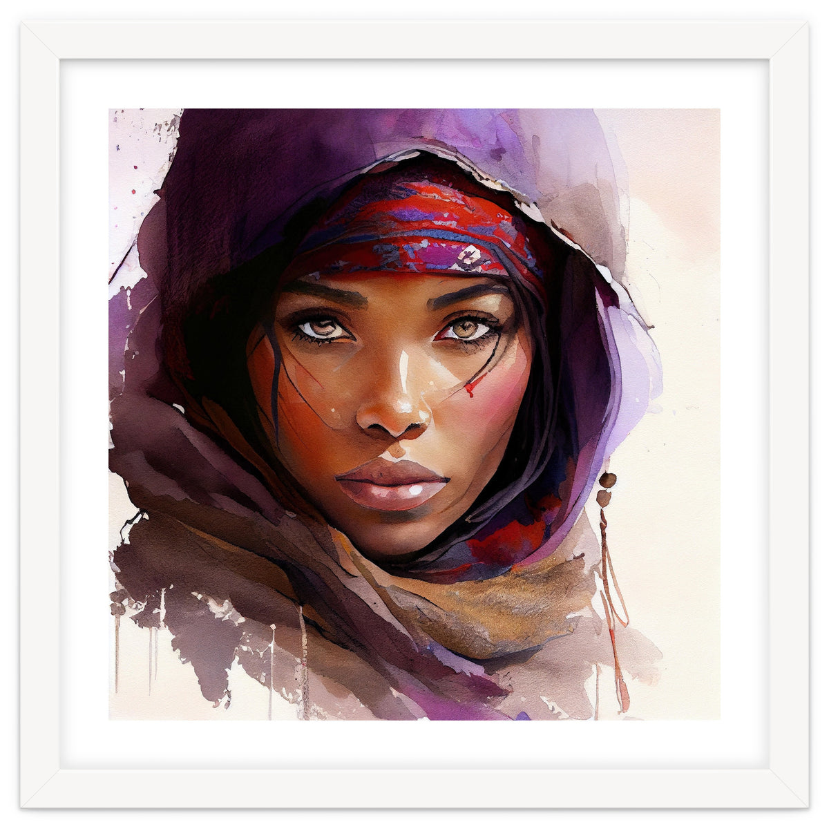 Amethyst Hood Tuareg Woman Portrait
