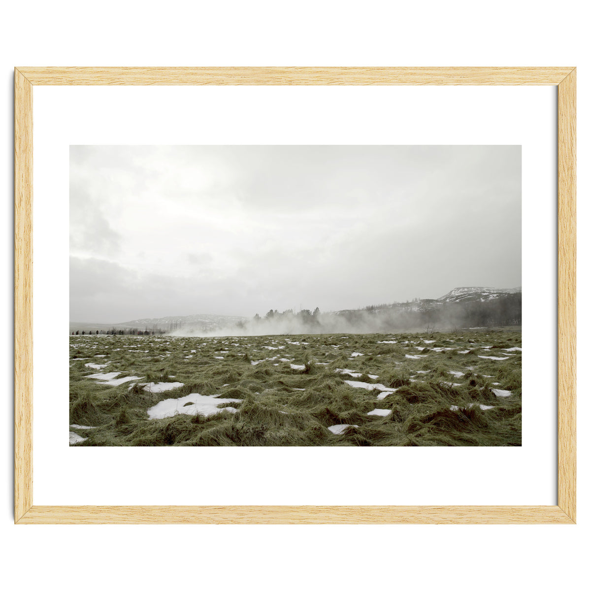 Remaining snow in the late summer greenfield - Iceland