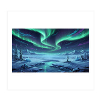 Arctic Glow: Northern Lights Winter Landscape (Print Only)
