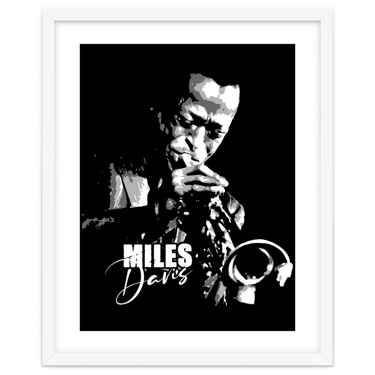 Miles Davis American Jazz Trumpeter in Grayscale