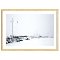 Street light and Bench in Winter snowscape