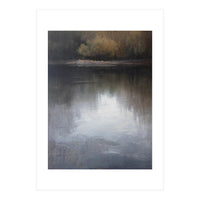 Atmospheric Golden Autumn Forest Reflection Oil Painting (Print Only)