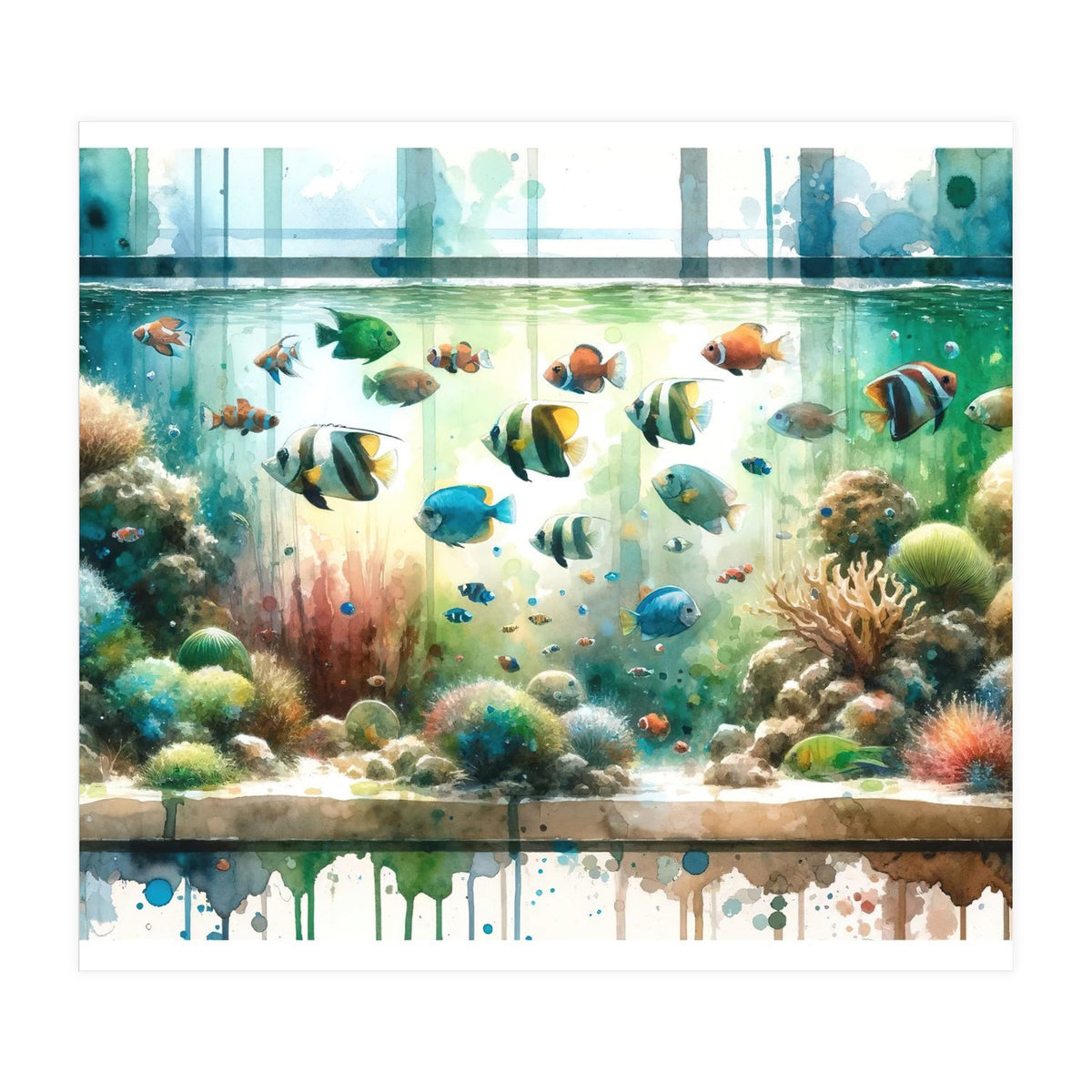 Colorful Aquarium Fish Tank (Print Only)