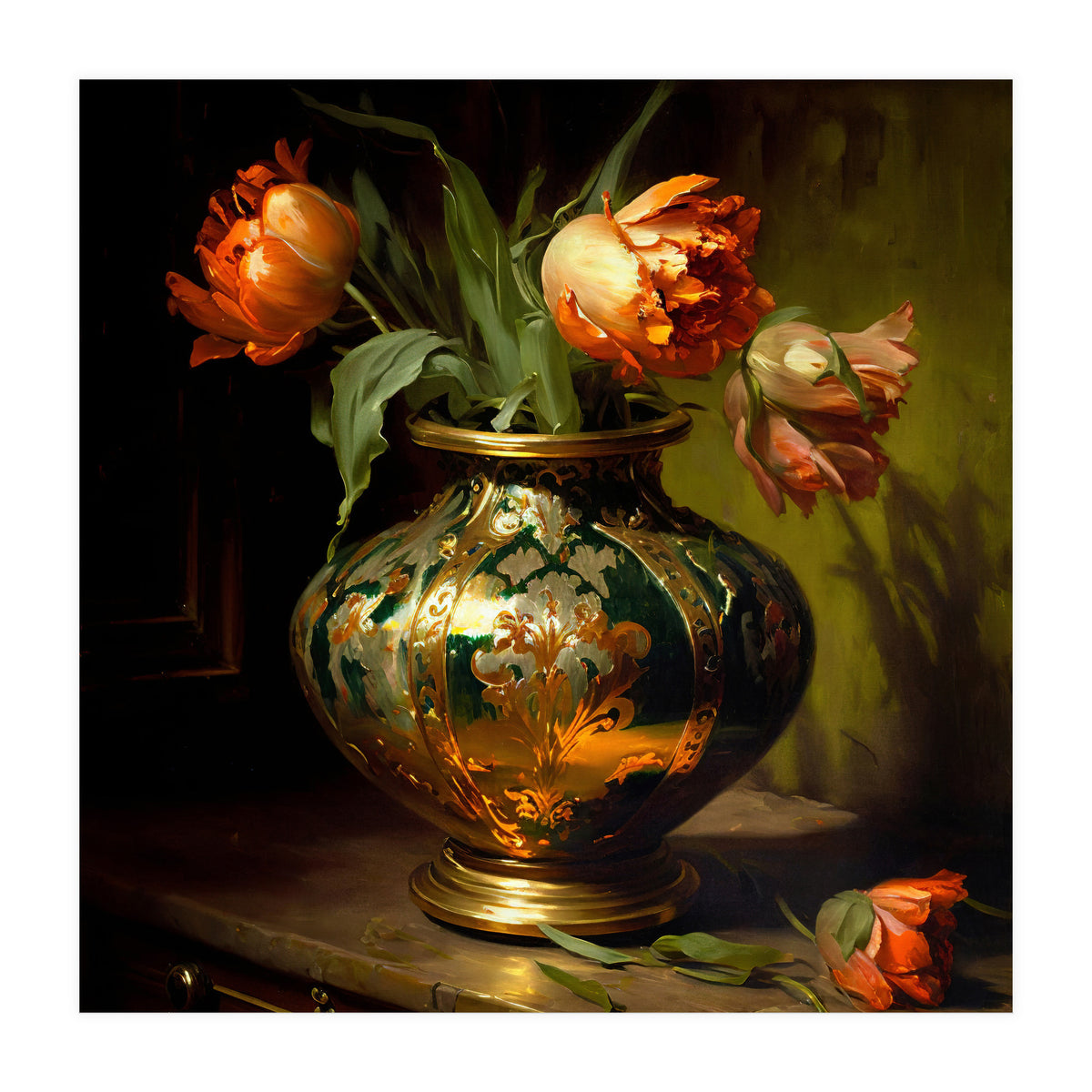 Orange Parrot Tulips (Print Only)