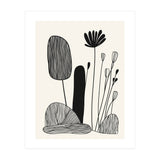 Abstract Black And White Botanical Illustration With Organic Shapes (Print Only) thumbnail