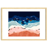 Ocean Heart, Abstract Sea Waves, Tropical Travel Watercolor Painting, Eclectic Bohemian Beach Nature thumbnail
