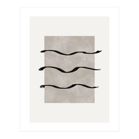 Minimalist Japandi artwork with earth brown surface and brush strokes (Print Only)
