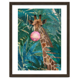 Giraffe blowing a bubble in the jungle thumbnail
