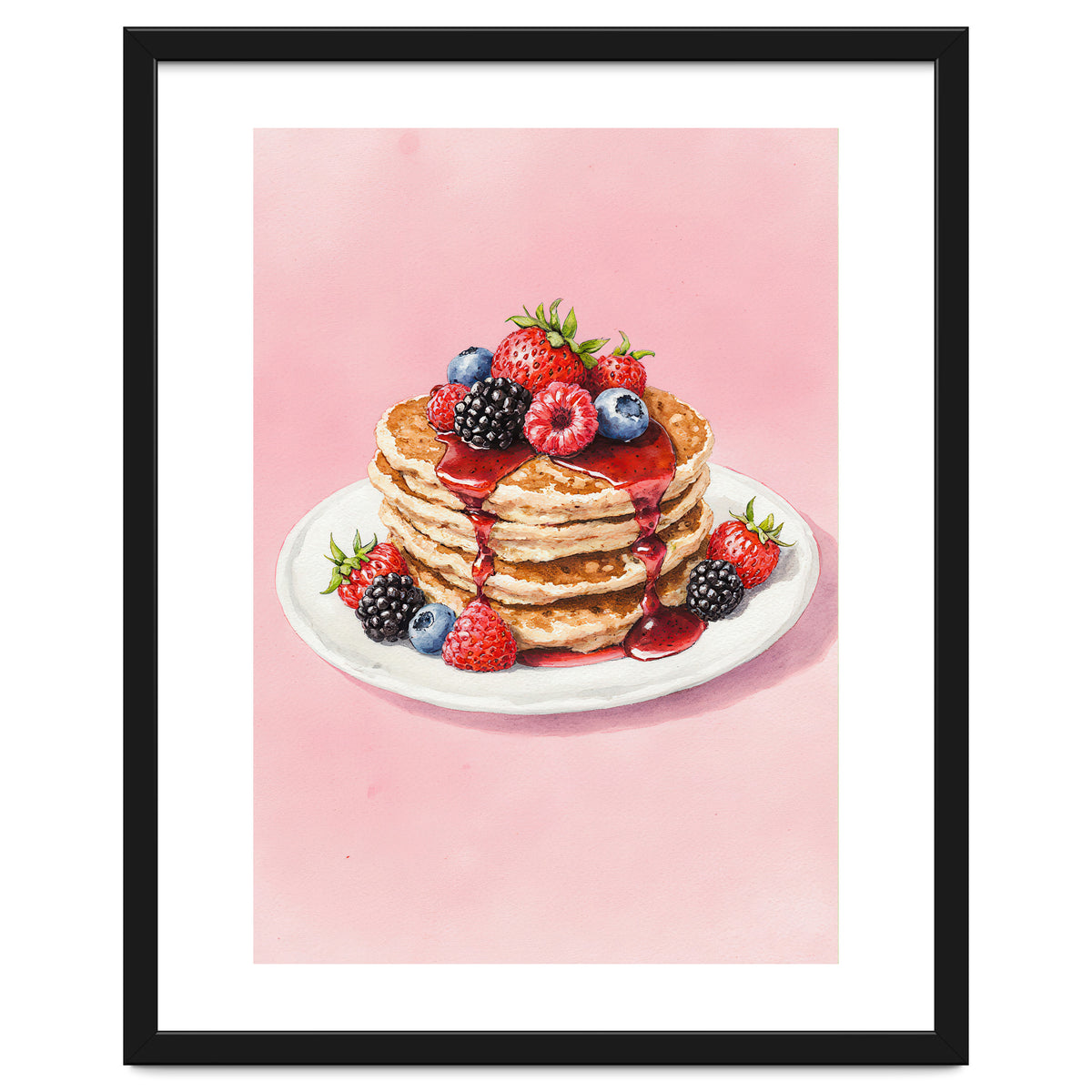 Berry Pancakes – Watercolor Breakfast Food