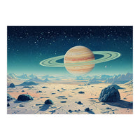 Alien Horizon: Saturn-Inspired Planetary Landscape (Print Only)