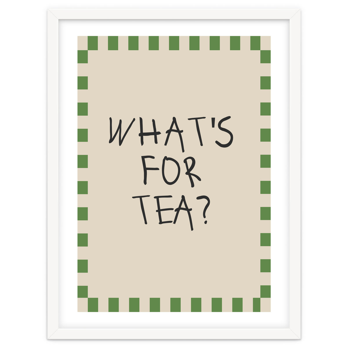 What’s For Tea, Cute Kitchen Quote Print, Playful Wall Art for Dining Spaces
