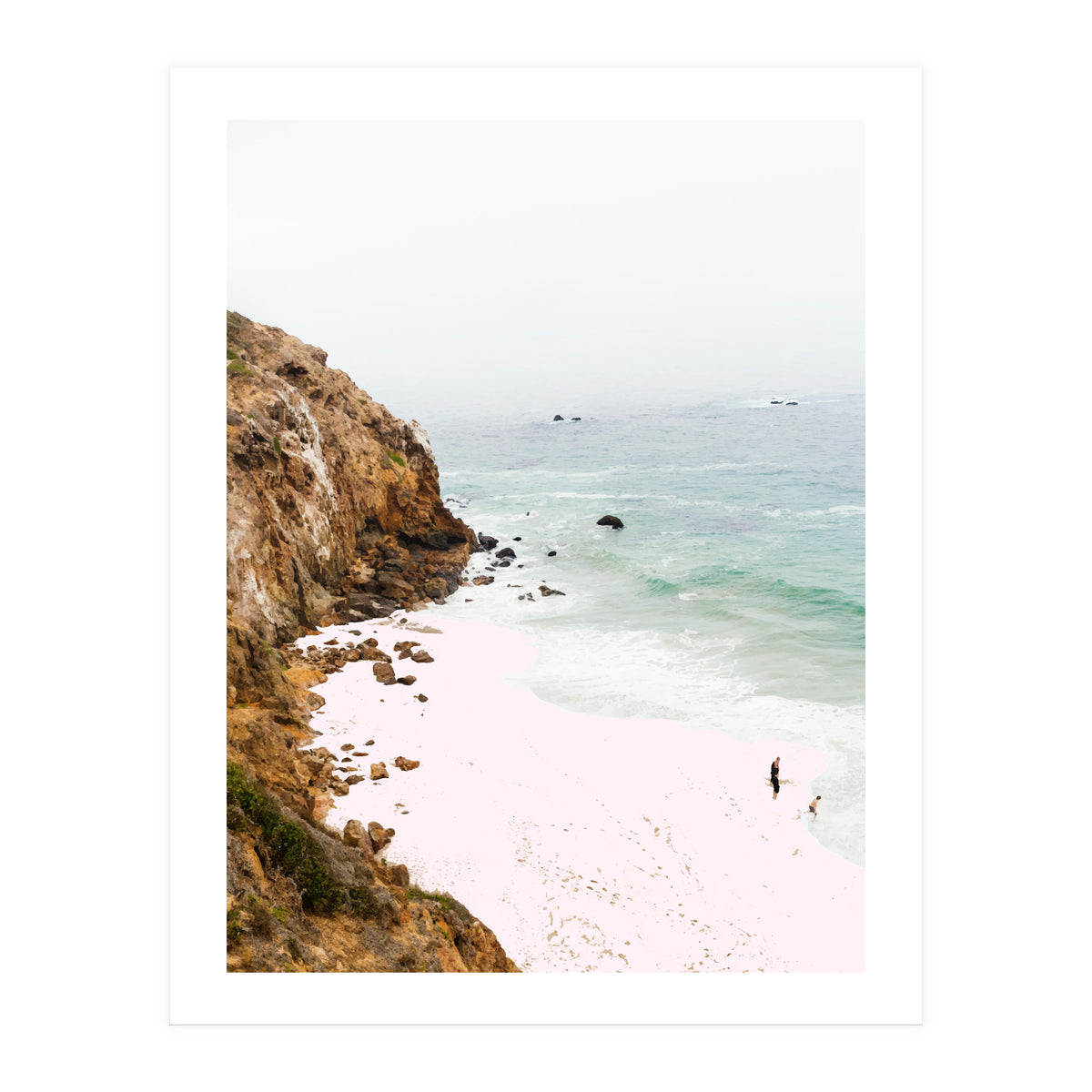Pink Trails, Beach Tropical Travel Ocean Pastel Digital Art, Photography Sea Scenic Nature Landscape (Print Only)