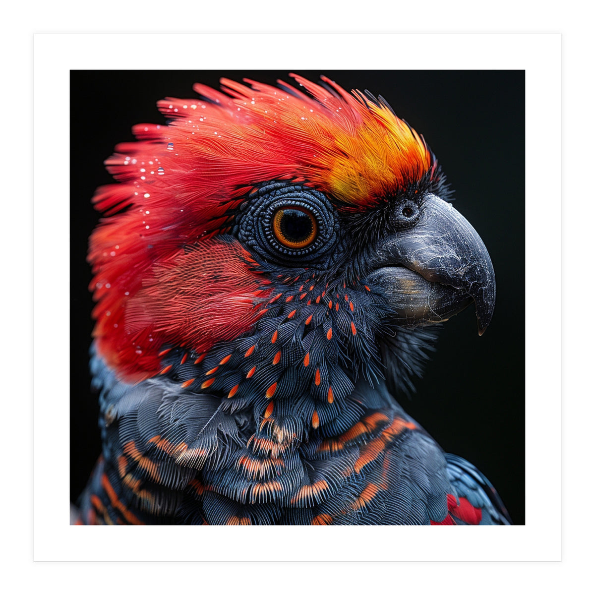 Black Palm Cockatoo Bird Close Up  (Print Only)